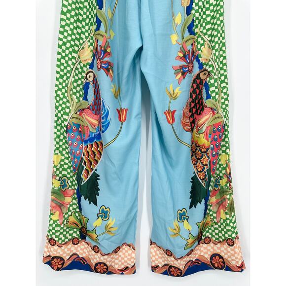 Rotimia Gilly Bird Floral Print Wide Leg Pant Elastic Waist Boho Palazzo Printed - Picture 8 of 9